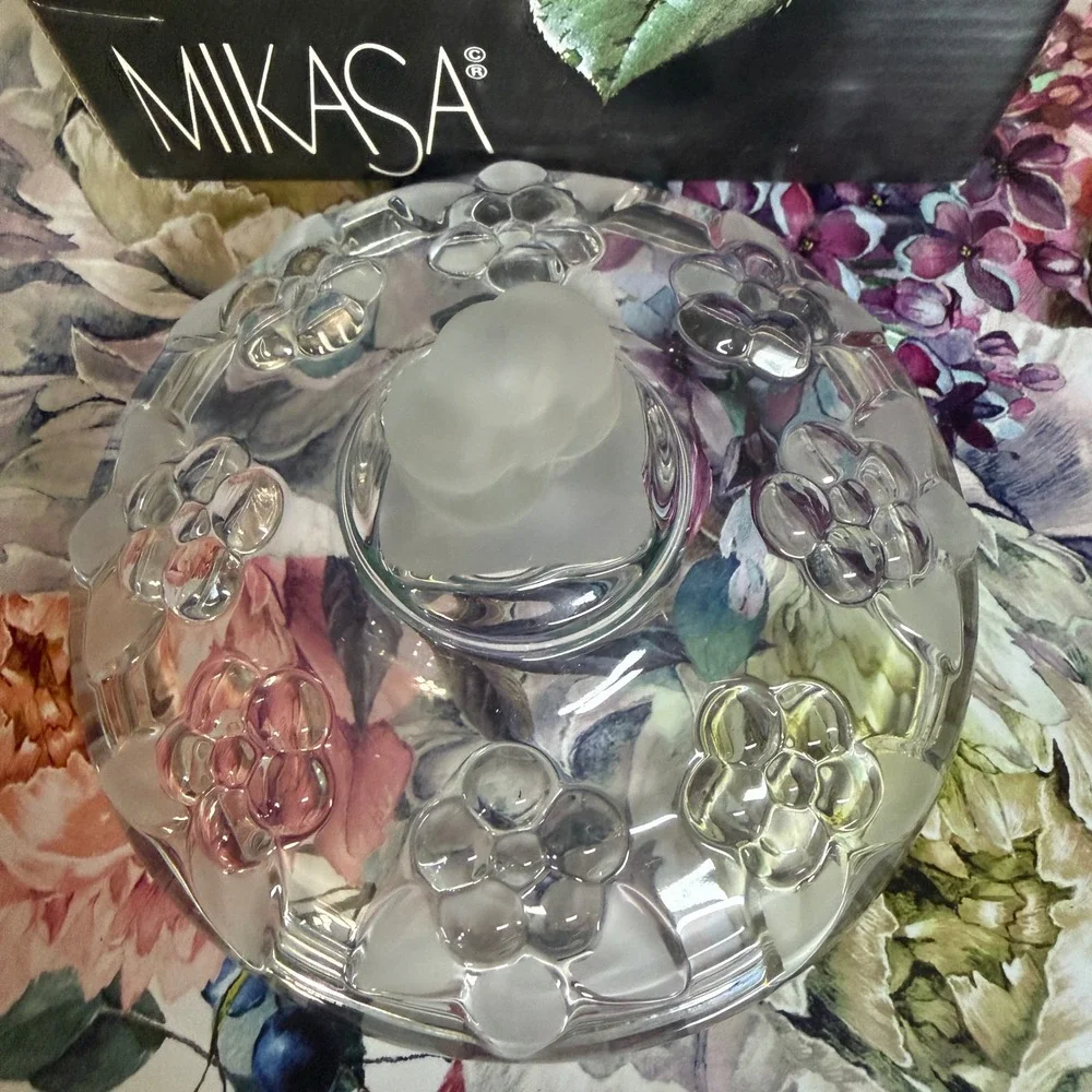 Mikasa Garden Harvest Crystal Candy Dish Frosted Floral Trinket‎ Box Germany
